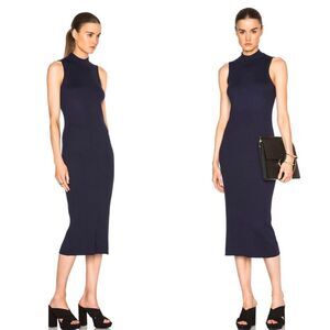 ATM Anthony Thomas Melillo Midi Rib Sweater Dress in Navy blue size M